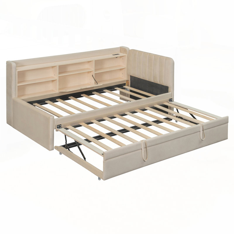Versatile Upholstered Daybed with Advanced Features for Optimal Use, Beige
