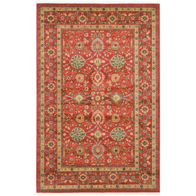 Tapis cerise à motif oriental Stirling, Rectangle 6 pi x 9 pi