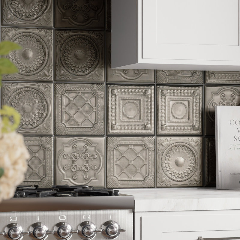 Ritz Metallo 7-7/8 in. x 7-7/8 in. Ceramic Wall Tile, Gray