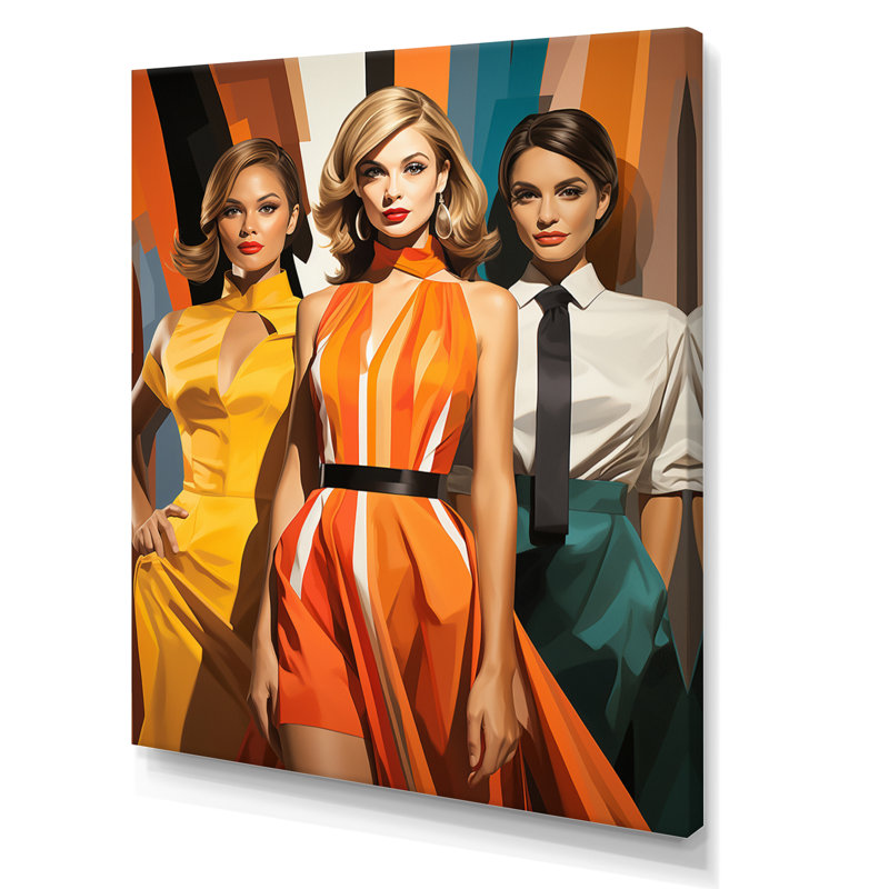 Pop Art Fashion Portrait I - reproduction d'art moderne sur toile, 40" H x 30" W, Toile tendue
