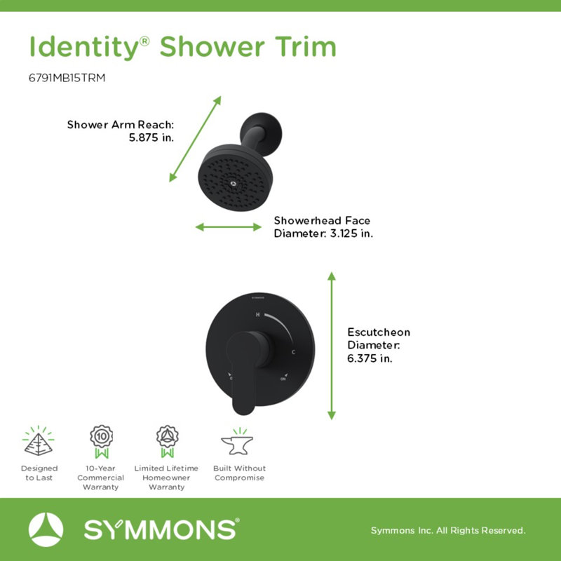 Identity HydroMersion Single Handle Shower Faucet Trim Kit, Matte Black