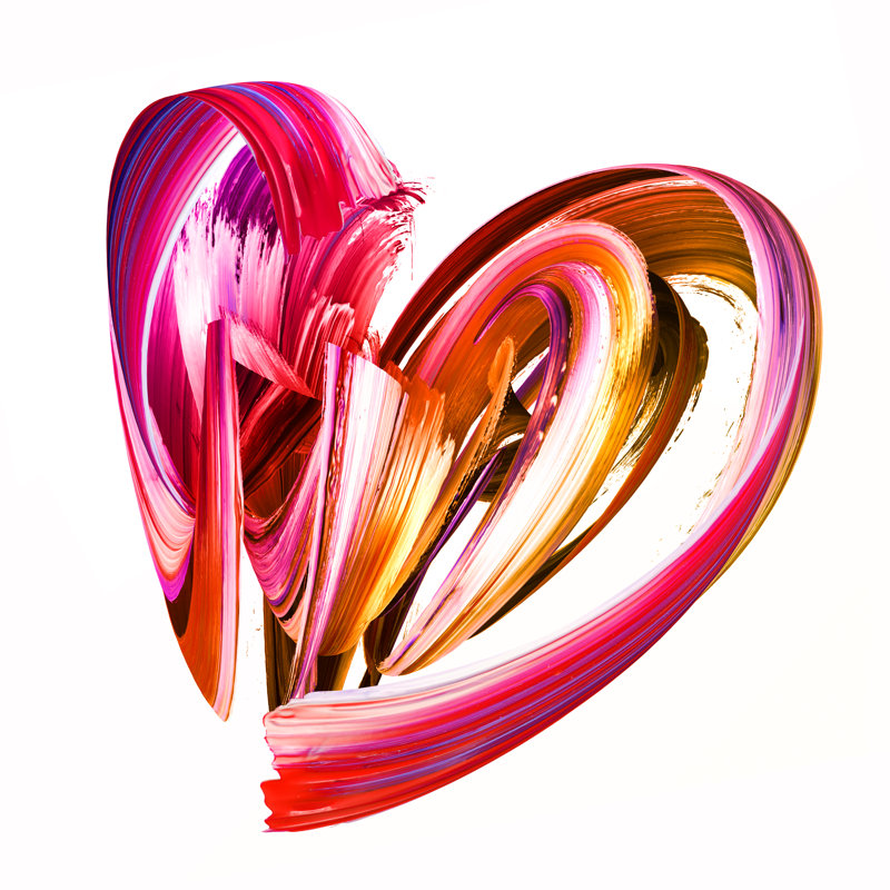 Heart Shape Splatter by Wacomka - Wrapped Canvas Print, 122cm H x 122cm W