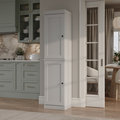 100% Solid Wood Pantry Cabinet, Shaker Doors, Adjustable Shelves, 16.5" Wide, 71.5" Tall