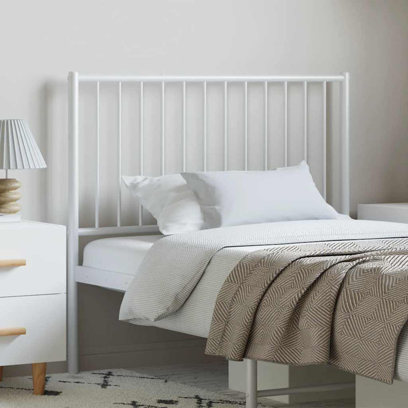 Tête de lit en métal durable Demarrio vidaXL, style moderne, Complète, Blanc