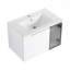 Meuble-lavabo mural 30 po avec lavabo en céramique, 2 portes à fermeture en douceur, meuble-lavabo blanc brillant et 1/2 porte en verre gris, contreplaqué-129864871
