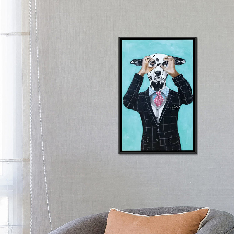 Reproduction d’art sur toile tendue, coco de paris’dalmatien regarde ", H 26 po x l 18 po x P 1,5 po, Toile avec cadre noir