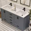 Meuble-lavabo double 60 po avec plateau en quartz blanc Rooh-101808828-101808827