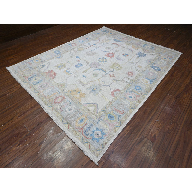 Tapis oriental gris Oushak 7 pi 10 po x 9 pi 9 po Angora