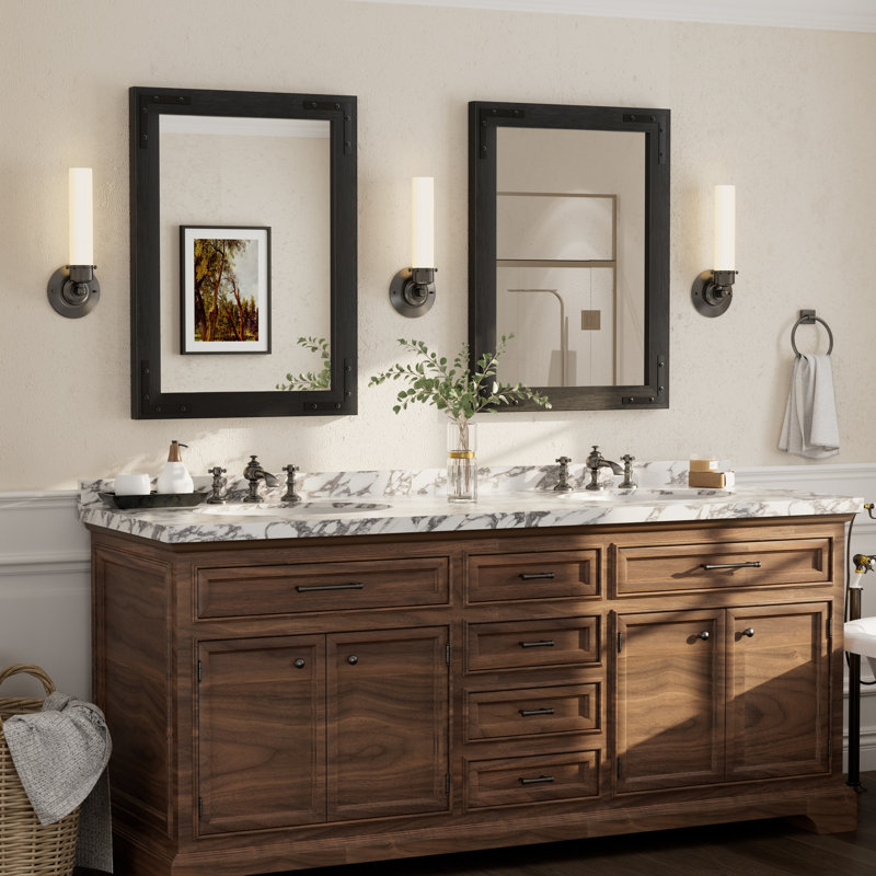 Miroir mural Amara Rustic Farmhouse, Noir, 30 po x 22 po