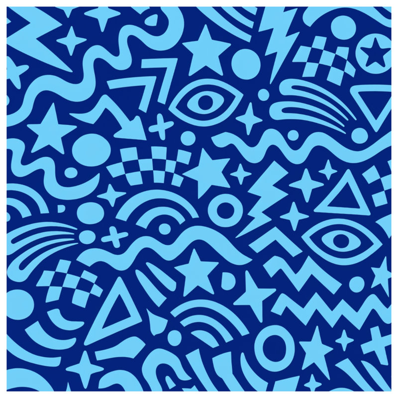 Tapis de bain bleu à formes abstraites, 24in W x 17in L