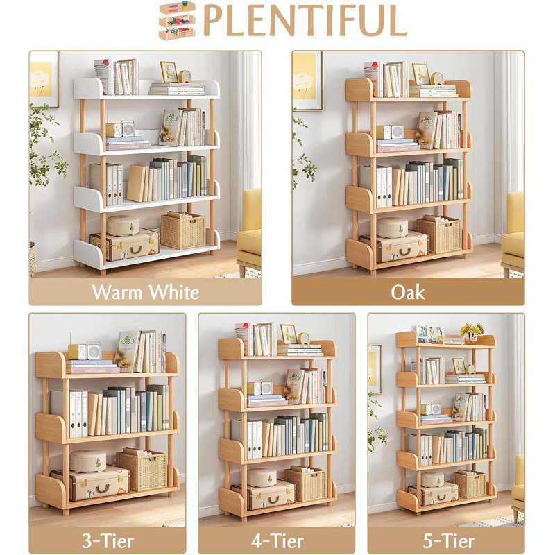 Oak 4-Tier Light Brown Manufactured Wood Open Bookcase