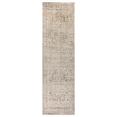Textured Medallion Earth Beige Indoor High-Low Area Rug