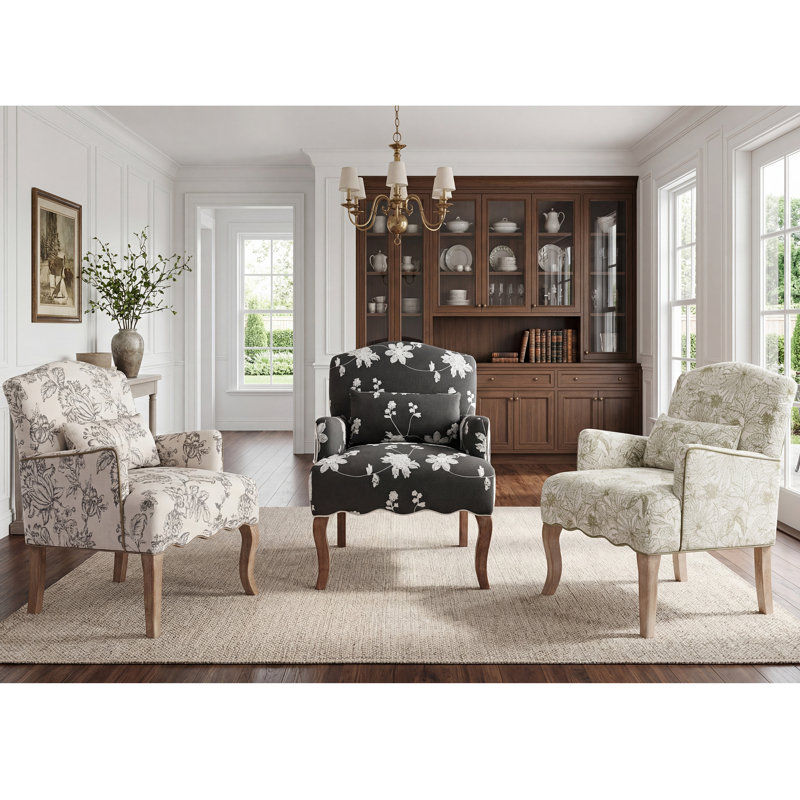 Ariew Tufted Armchair Upholstered Solid Wood Accent Chair for Living Room,Bedroom, Beige
