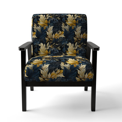 Motif de plantes tropicales jaune et bleu - Chaise rembourrée avec accents tropicaux