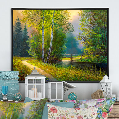 Forêt, paysage sur une rivière d'été - décoration murale traditionnelle sur toile