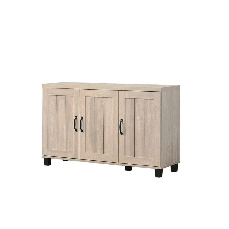 Cortona 45"W Dusty Gray Oak Finish 3-Door Shoe Cabinet, Light Gray
