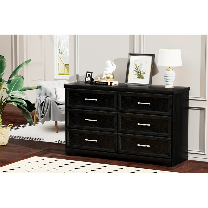 Commode 3 tiroirs avec commode 6 tiroirs Modern, Noir