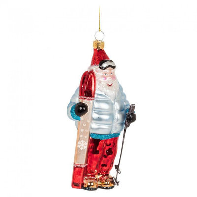 Skier Santa Ornament