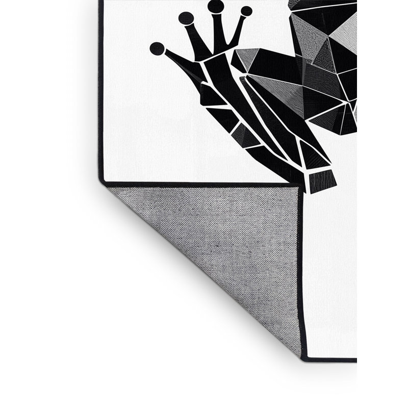 Machine Washable Pavanvir Toad Modern Geometric Rug in Blue – Black Binding, 3x5