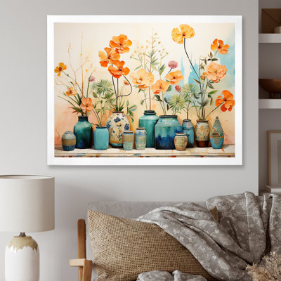 Aquarelle florale bleue II - art mural Boho