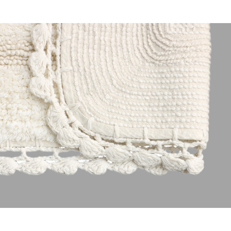 Tapis pour salle de bain Akife, Blanc