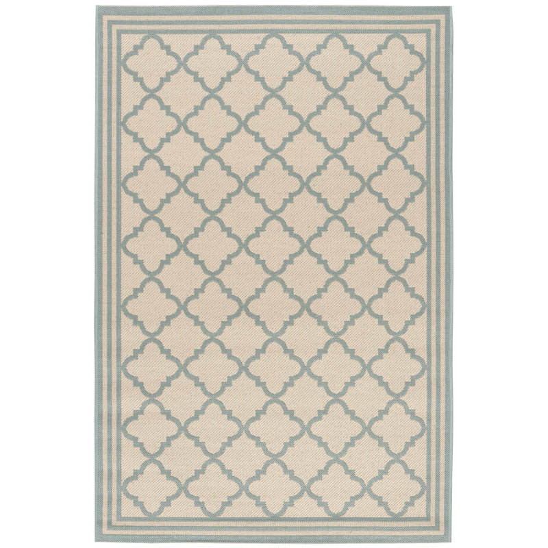 Kittrell Looped/Hooked Aqua Indoor/Outdoor Rug, Rectangle 91 x 152 cm