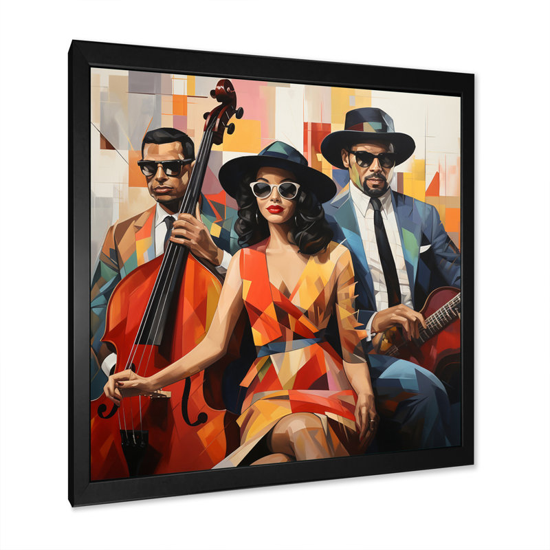 Mid Century Retro Rhythms Jazz - impression, H 30 po x l 30 po x P 1 po, Cadre photo noir