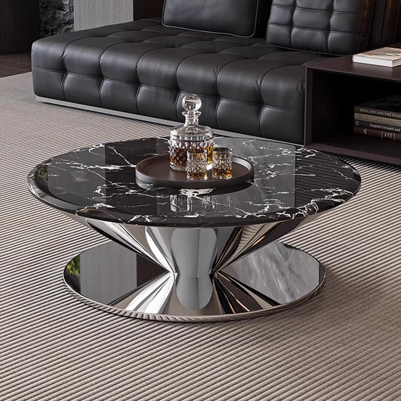 Table basse Minimalist UFO, Noir, H 14,96 po x L 35,43 po x l 35,43 po