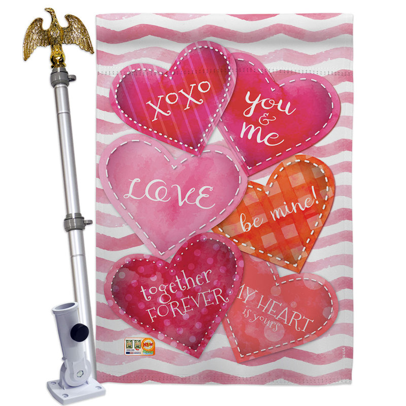 Double Sided 40'' H x 28'' W Polyester Valentine's Day Flag Set