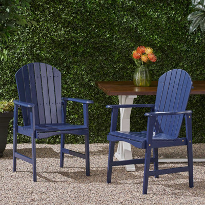 Outdoor Weather Resistant Acacia Wood Adirondack Dining Chairs (Set Of 2), Blue Navy Finish