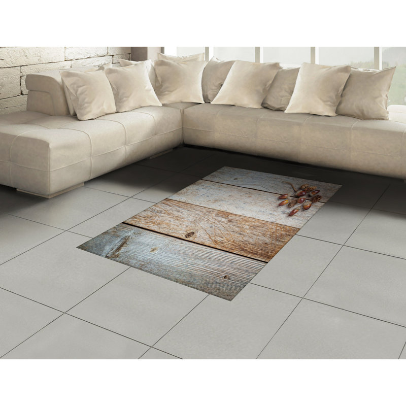 Wooden High Density Long Fiber Poly Threads Decorative Area Rug Carpet, Rectangle 4' x 5'8"