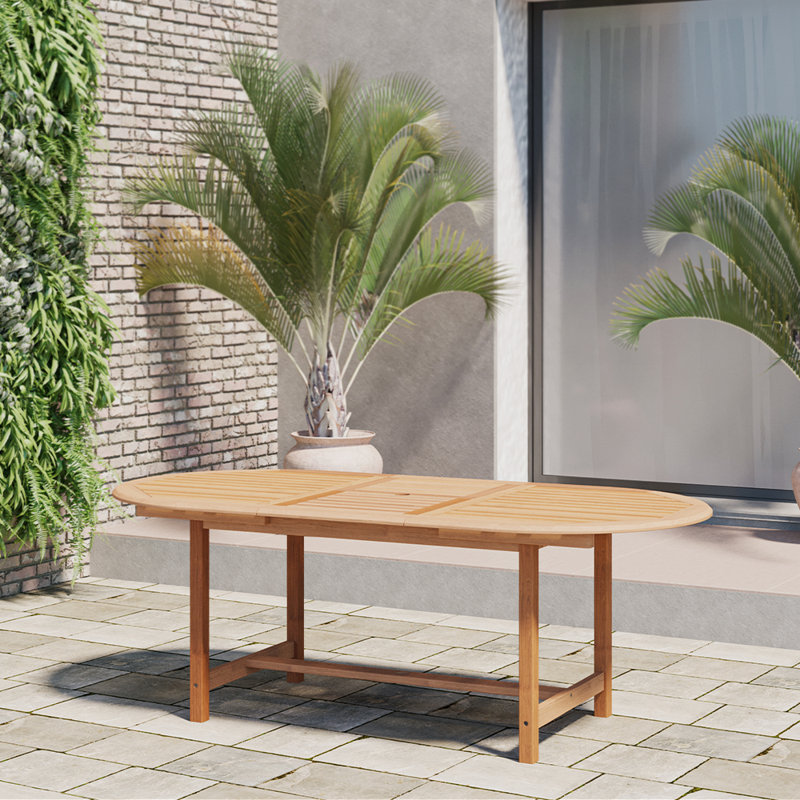 Audre Extendable Oval Teak Outdoor Dining Table