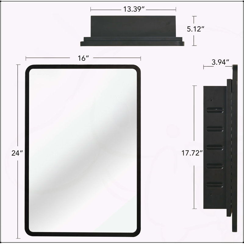 Armoire à miroir polyvalente à cadre en métal pour installation murale ou encastrée, rehaussant votre espace
