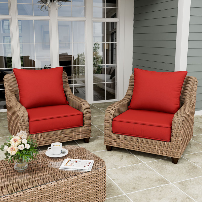 Housse de coussin de siège d'extérieur pour patio avec fond antidérapant, 2, L 22 po x P 24 po, Rouge pourpre
