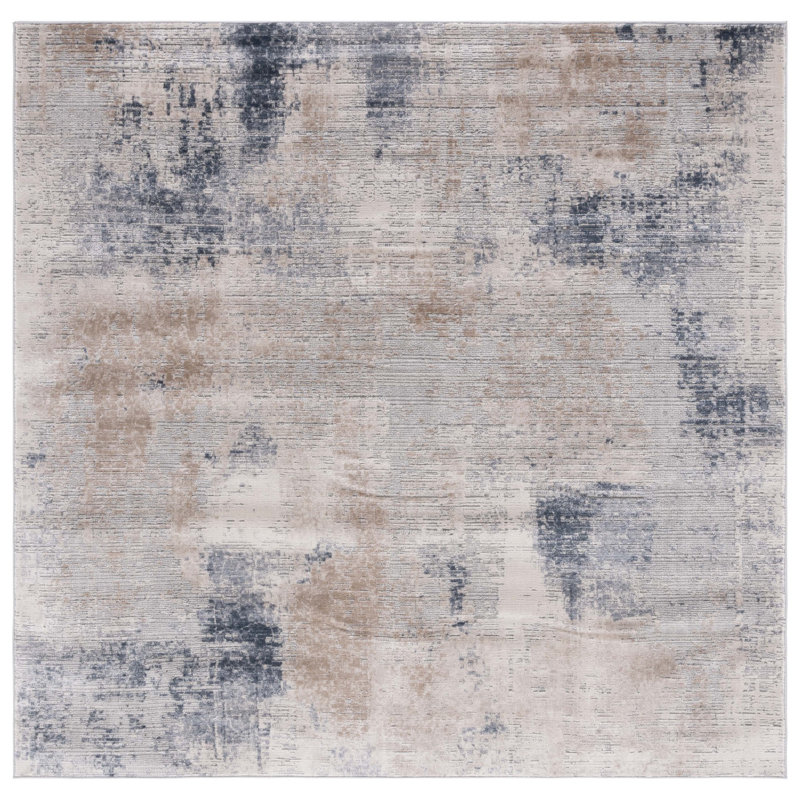 Tapis beige / bleu Kulig 212, Carré 6 pi 7 po