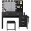 Bureau de coiffeuse 47 "avec lumières, ensemble de coiffeuse avec station de charge, coiffeuse avec 5 tiroirs et armoire, miroir de coiffeuse 3 lumières de couleur réglable