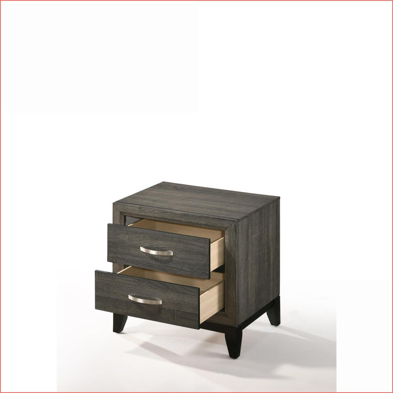 Valdemar Weathered Gray 2-Drawer Modern Nightstand