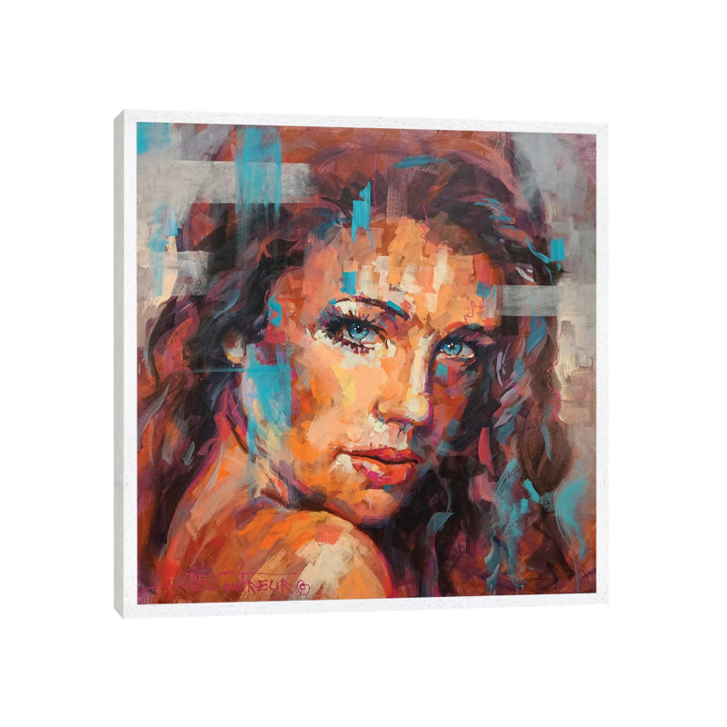 Abstract Beauty II by Jos Coufreur - Painting on Canvas, White Framed, 66.04cm H x 66.04cm W x 3.81cm D