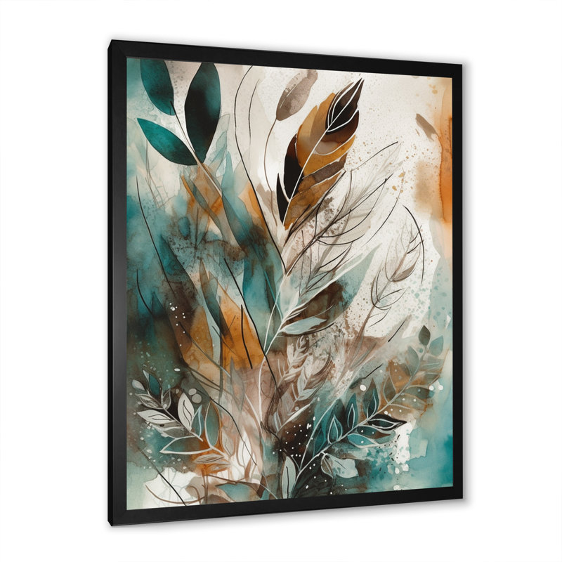 «Lukesha Green and Brown Visions In Boho I», reproduction sur toile, Cadre photo noir, H 20 po x l 12 po x P 1 po