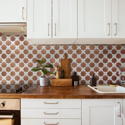 Sentier Des Cotto Star avec croix 11-7 / 8 po X 11-7 / 8 po Carreau de mosaïque en porcelaine