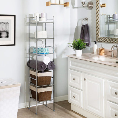 Wayfair Basics® Alapaha Free-Standing Bathroom Shelves (12.6" W x 60" H x 11" D)