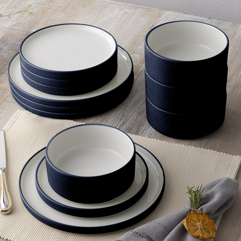 Service de table 12 pièces, service pour 4 Noritake Colortex Stone, Marine
