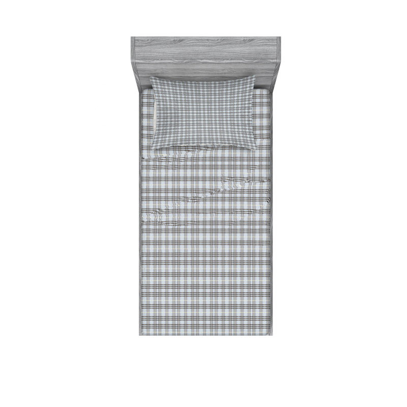Ensemble de draps à carreaux, Ensemble de draps pour lit simple avec drap-housse