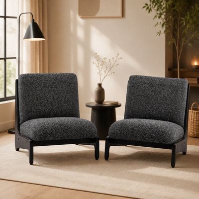Chaise d'appoint Living Moda noire avec structure en bois massif, ensemble de 2