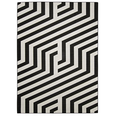Tapis intérieur / extérieur ivoire / noir Kivett