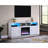 70-Inch Wide White Walnut Finish Fireplace Console Tv Stand, Heater, Multiple Flame Colors, 3 Open Shelves And 2 Storage Cabinets 70"W Stand With Led Color Choices,