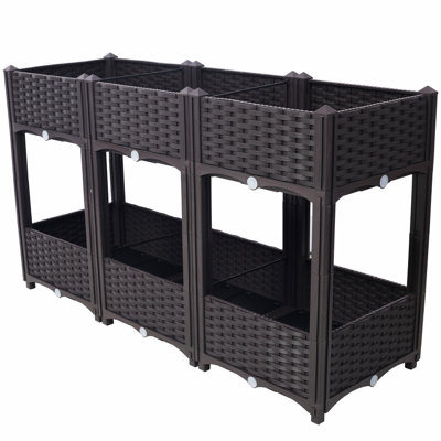 Planter Raised Bed, Elevated Planter Garden Box With Drainage Plug For Outdoor