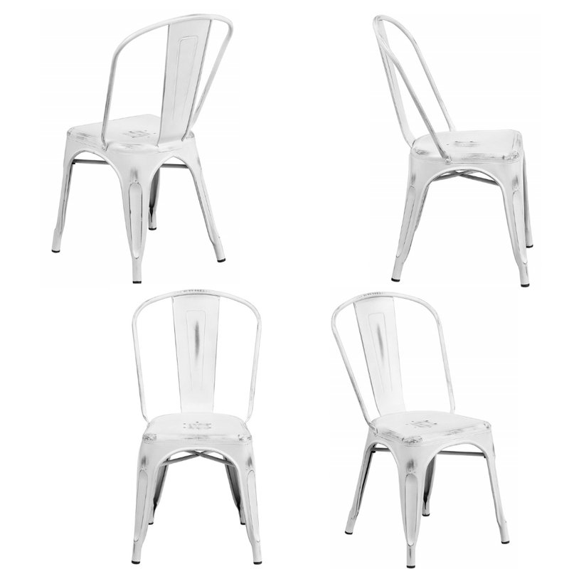 Topps 18'' H Tufted Stacking Side Chair, White