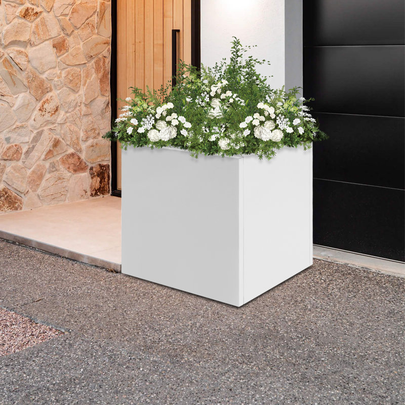 Boîte à fleurs cubique pour jardin, H 20 po x l 20 po x P 20 po, Blanc
