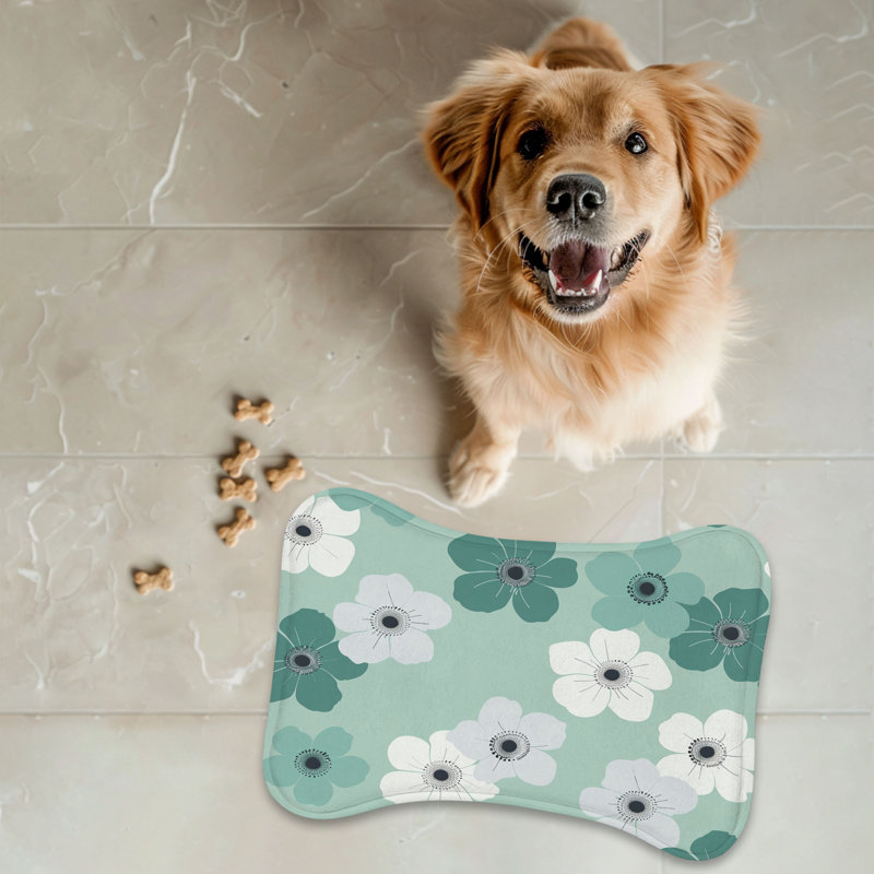 Motif de menthe et sarcelle - Tapis d'alimentation en os 1 pièce